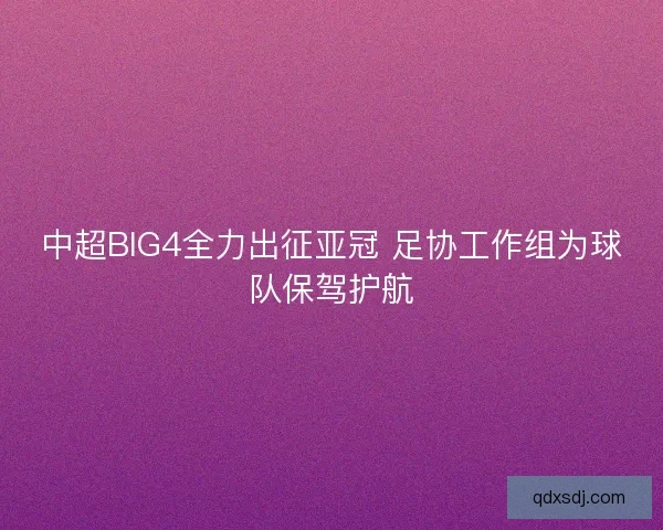 中超BIG4全力出征亚冠 足协工作组为球队保驾护航