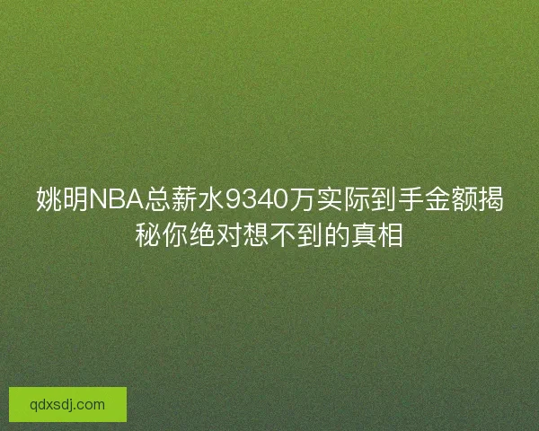 姚明NBA总薪水9340万实际到手金额揭秘你绝对想不到的真相 姚明NBA总薪水9340万实际到手金额揭秘你绝对想不到的真相